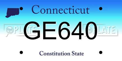GE640 Connecticut License Plate