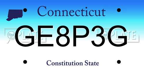 GE8P3G Connecticut License Plate