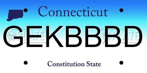 GEKBBBD Connecticut License Plate