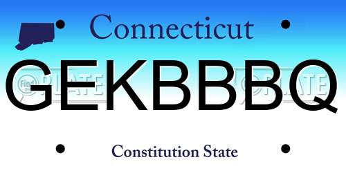 GEKBBBQ Connecticut License Plate