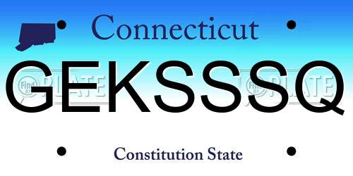 GEKSSSQ Connecticut License Plate