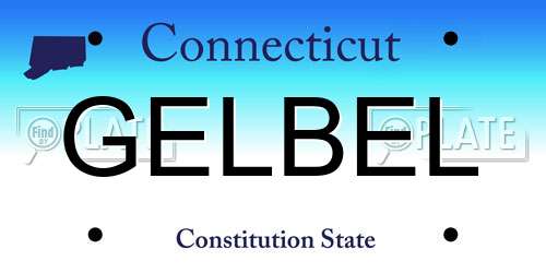 GELBEL Connecticut License Plate