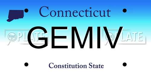 GEMIV Connecticut License Plate