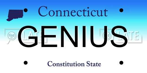GENIUS Connecticut License Plate