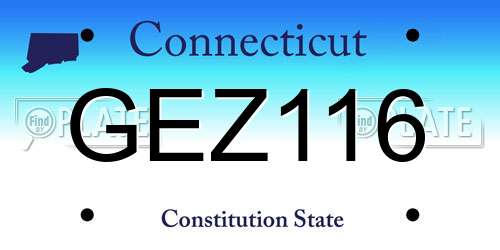 GEZ116 Connecticut License Plate