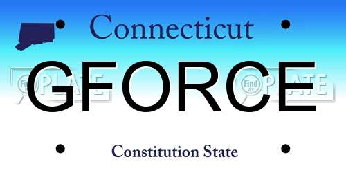 GFORCE Connecticut License Plate