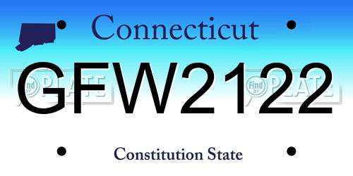 GFW2122 Connecticut License Plate