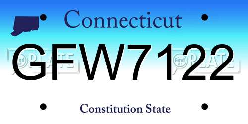 GFW7122 Connecticut License Plate