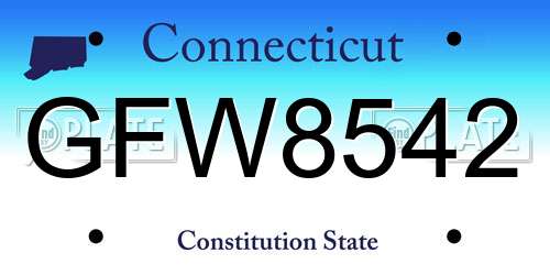 GFW8542 Connecticut License Plate