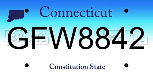 GFW8842 Connecticut License Plate