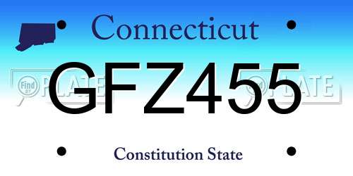 GFZ455 Connecticut License Plate