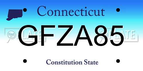 GFZA85 Connecticut License Plate
