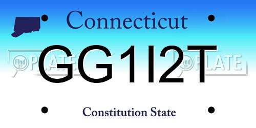 GG1I2T Connecticut License Plate