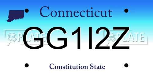 GG1I2Z Connecticut License Plate