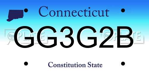 GG3G2B Connecticut License Plate