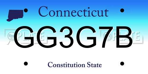GG3G7B Connecticut License Plate