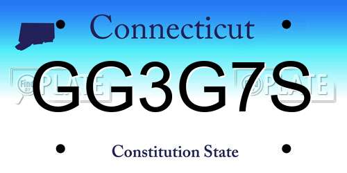 GG3G7S Connecticut License Plate