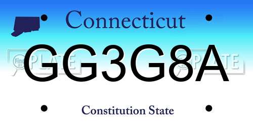 GG3G8A Connecticut License Plate