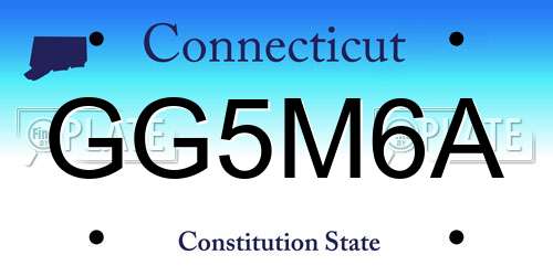 GG5M6A Connecticut License Plate