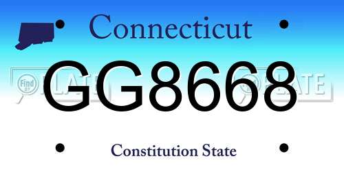 GG8668 Connecticut License Plate