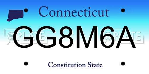 GG8M6A Connecticut License Plate