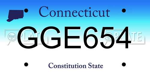 GGE654 Connecticut License Plate