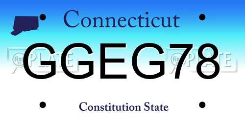 GGEG78 Connecticut License Plate