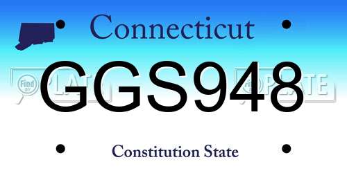 GGS948 Connecticut License Plate