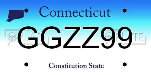 GGZZ99 Connecticut License Plate