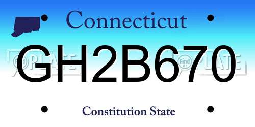 GH2B670 Connecticut License Plate