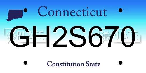 GH2S670 Connecticut License Plate