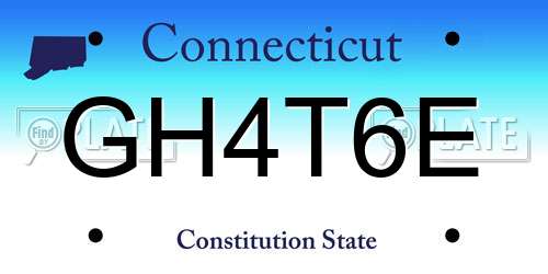 GH4T6E Connecticut License Plate