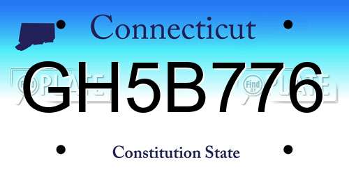 GH5B776 Connecticut License Plate