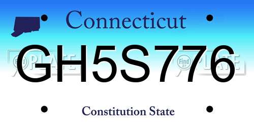 GH5S776 Connecticut License Plate