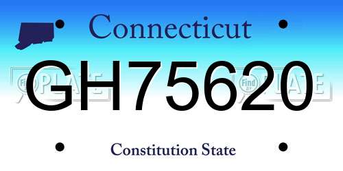GH75620 Connecticut License Plate