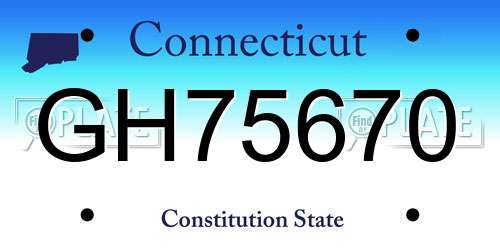 GH75670 Connecticut License Plate