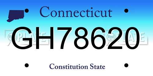 GH78620 Connecticut License Plate