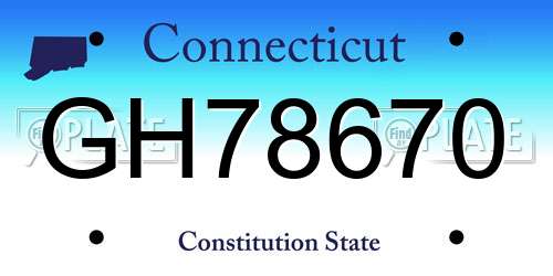 GH78670 Connecticut License Plate