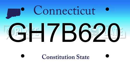 GH7B620 Connecticut License Plate