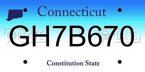 GH7B670 Connecticut License Plate