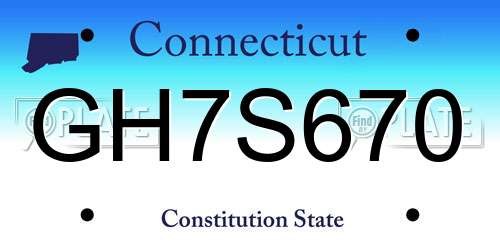 GH7S670 Connecticut License Plate
