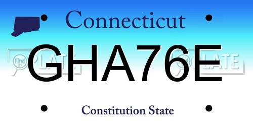GHA76E Connecticut License Plate