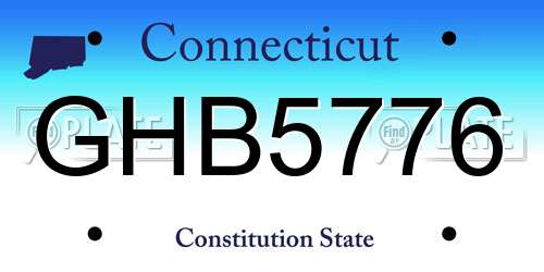 GHB5776 Connecticut License Plate