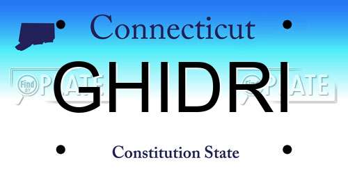 GHIDRI Connecticut License Plate