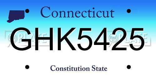 GHK5425 Connecticut License Plate