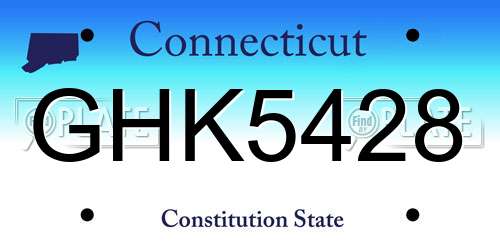GHK5428 Connecticut License Plate