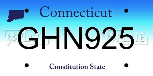 GHN925 Connecticut License Plate