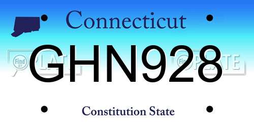 GHN928 Connecticut License Plate