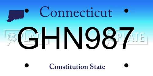 GHN987 Connecticut License Plate