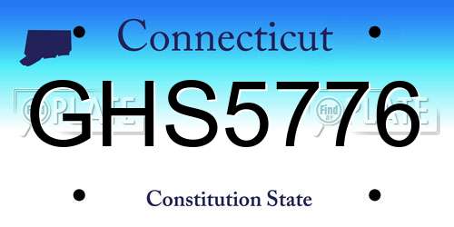 GHS5776 Connecticut License Plate
